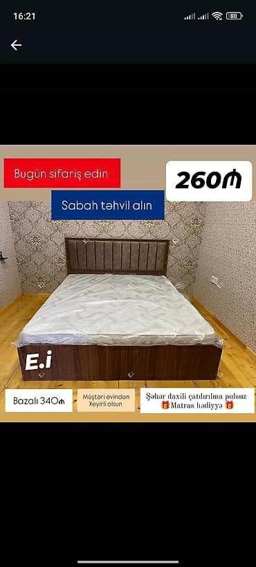 Yeni, İkinəfərlik çarpayı, Bazasız, Matras ilə, Siyirməsiz lalafo.az -da Yeni, İkinəfərlik çarpayı, Bazasız, Matras ilə, Siyirməsiz