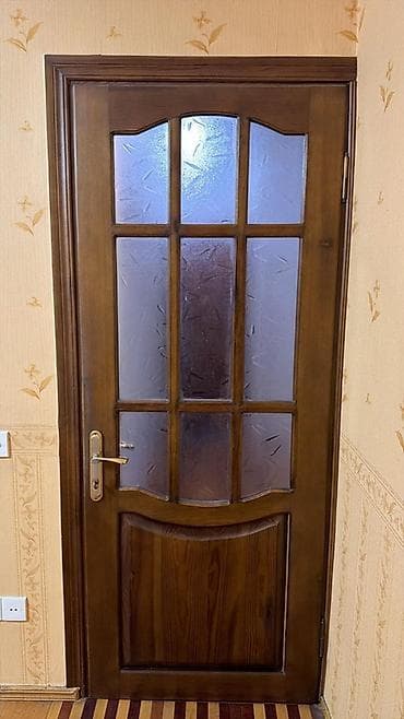 agac sekilleri: Taxta otaq qapıları – şüşəli klassik model - Material: tam ağac — 2