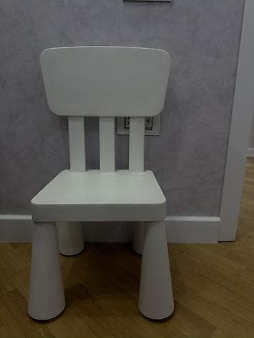 stul: Uşaq stulu – ağ rəngdə, mini ölçülü ikea - Dizayn: Yumru kənarlı — 2