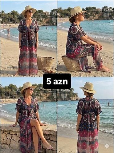 Plaj üçün nazik və yüngül kaftan/pərdəli don. - Rəng: çoxrəngli