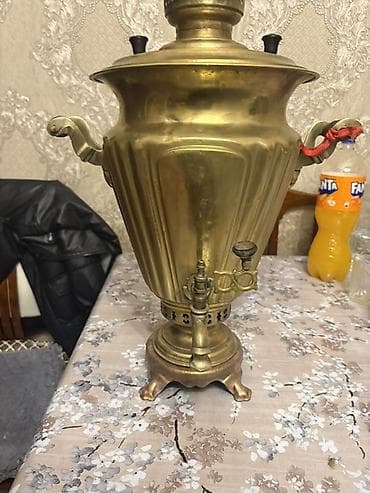 samovar 10 litr: Qədim samovar, 18071937 il, Latun, Vəziyyəti: Yaxşı — 4