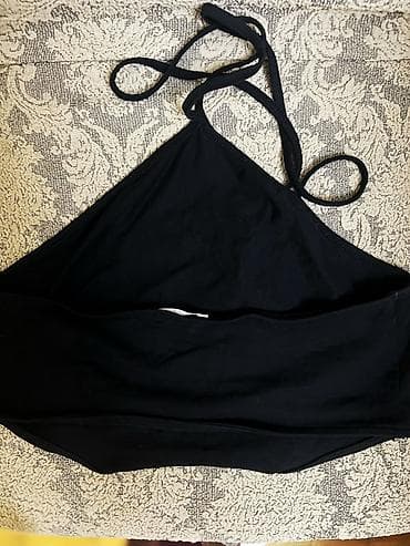 xari bulbul simvolu: Qara bandana krop top - Rəng: qara - Ön hissə: ağ çap – yin-yang — 2