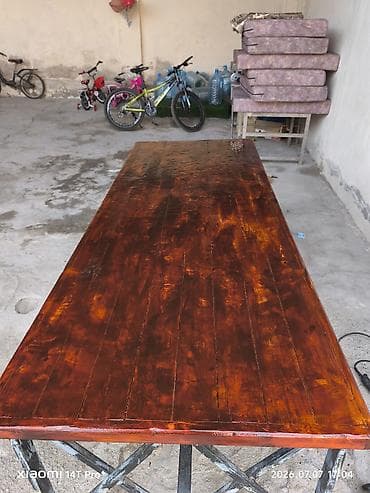 stol dəmir: İşlənmiş, Dördbucaq masa, Açılmayan, Skameykalar ilə, Metal, Azərbaycan — 4
