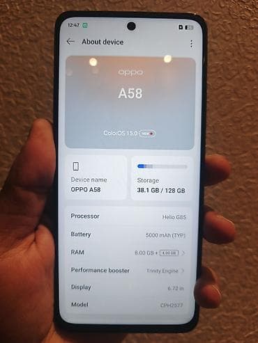 mabil telefon: Oppo A58 4G, 128 GB, rəng - Boz, İki sim kartlı — 3
