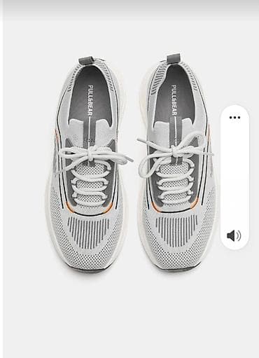 Pull&Bear kişi krossovkası – boz rəngli, nəfəsalan trikotaj üstlük — 1