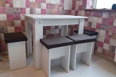 rattan stol: Mətbəx üçün, Yeni, Açılmayan, Dördbucaq masa, 4 stul — 6