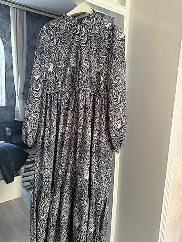 Uzun bohem tərzli don - Rəng və naxış: Tünd mavi-açıq bej