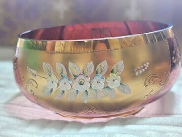 dibcek qablari: Zər ifa incəsənəti üslubunda dekorativ şüşə dəst - Tərkib: 1 ədəd iri — 7