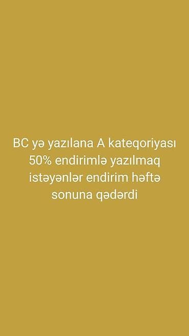 Avtomobil və motosiklet sürücülük kateqoriyaları üzrə kurslara endirim