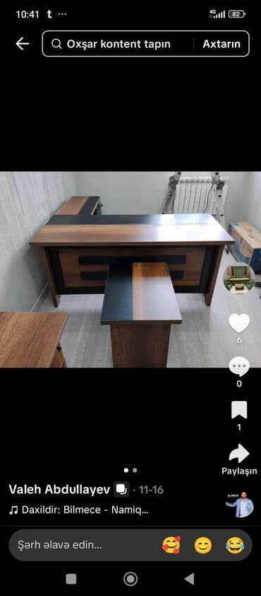 istifadə olunmuş ofis mebelləri: Ofis masa dəsti - L formalı rəhbər masa komplekti: əsas masa — 1