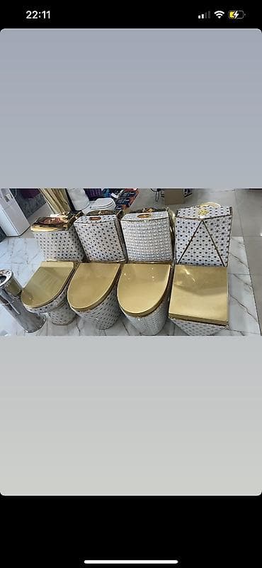 Qızılı rəngli sanitar qovşaqlar – klozet dəstləri - Material: parlaq — 2