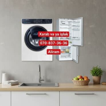 plastation 1: Soyuducu aliram xarab ve ya işlək.Paltaryuyan aliram xarab — 1