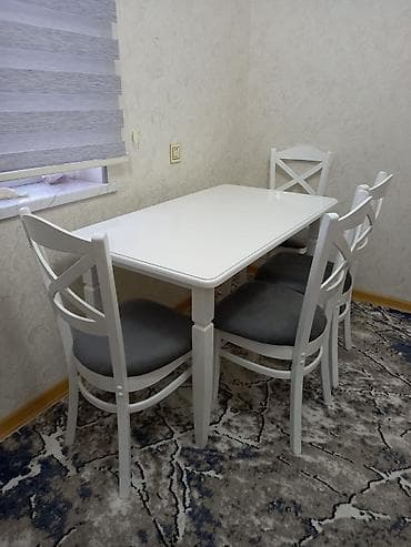annaberry ev tekstil: Mətbəx üçün, Açılmayan, Dördbucaq masa, 4 stul — 1