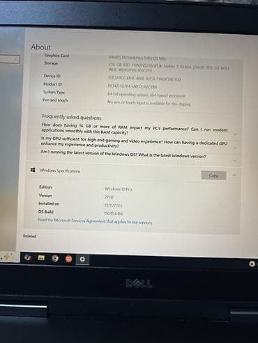 Monitorlar: Dell noutbuk – 15.6 düymlük ekranlı, biznes sinfi model — 8