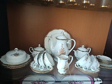 Çay dəsti, rəng - Ağ, Farfor, Reichenbach, 6 nəfərlik, Almaniya