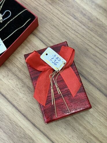 əskər forması: Sırğa, Sarı qızıl, 585 Əyar, 1 g — 3