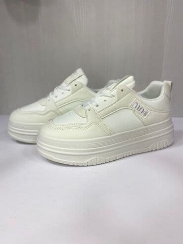 qadınlar üçün hündür ketlər converse: Ağ rəngli qalın altlıqlı snikerlər - Model: “MIU” yazılı casual — 6