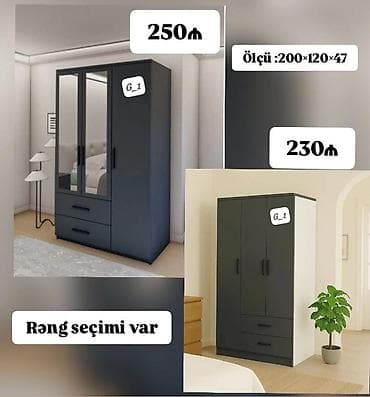 iskaflar: Üç qapılı paltar dolabı – model G_1 - Ölçü: 200×120×47 sm - Rəng — 1