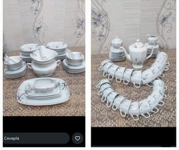 Qab-qacaq və mətbəx ləvazimatlarının alışı: Nahar dəsti, rəng - Ağ, Farfor — 1