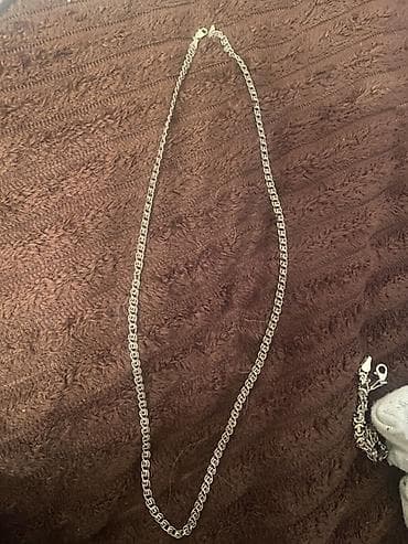 Boyunbağılar: Gümüş rəngli zəncir boyunbağı - Material: metal ərintisi, gümüş rəng — 1