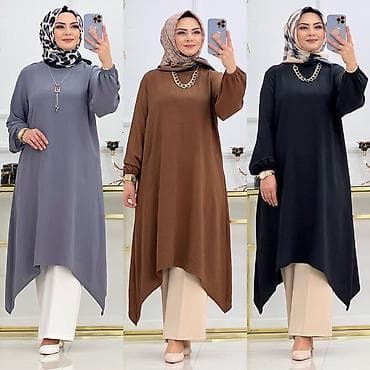 paltar qadın: Asimmetrik kəsimli tunik – rahat və zərif günlük tərz - Model: Uzun — 3