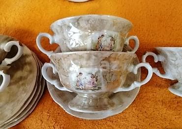 qül: Çay dəsti, rəng - Bej, Farfor, 5 nəfərlik, Polşa — 4