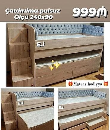 Oğlan və qız üçün, Yeni, Çarpayı, Matras ilə, Siyirməli