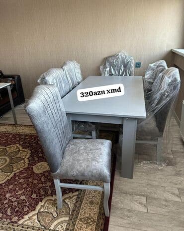 ən ucuz qablar instagram: Qonaq otağı üçün, Yeni, Açılmayan, Dördbucaq masa, 6 stul — 1