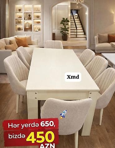 Qonaq otağı üçün, Dördbucaq masa, 6 stul — 1