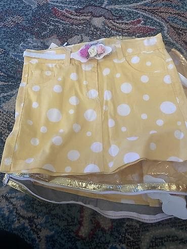 Uşaq ətəkləri – müxtəlif modellər - Naxışlı sarı ətək: Açıq-sarı fon