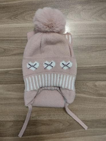 uşaqlar üçün xəz papaqlar: Uşaq üçün toxunma qış papağı - Rəng: pudra/çəhrayı - Material: yumşaq — 1