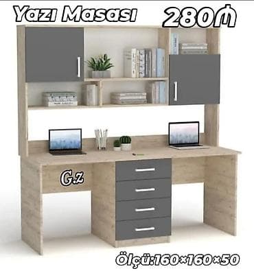 dolab demir: Düz masa, Stulsuz, Polkalı, Siyirməli, Teksturalı laminat — 1