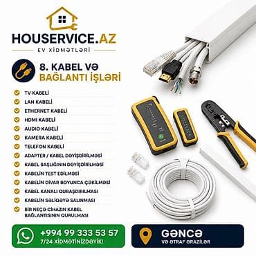 tam insaat: Kabel və bağlantı işləri – HouseService.az (Gəncə və ətraf ərazilər) — 1