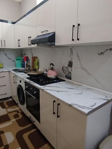 pec qaz: Ağ rəngli, L-formalı mətbəx mebel dəsti - Üst və alt modullar: parlaq — 3