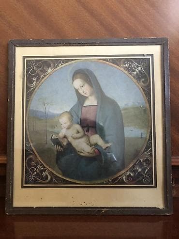 Rəsm reproduksiyası – Madonna və Uşaq motivi - Texnika: Kağız