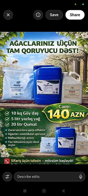 Шланги: Ağaclarınız üçün tam qoruyucu dəst Tərkibi: - 10 kq Göy daş (Pars — 3