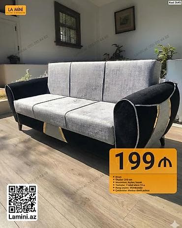 krep parca: La Mini divan - Ölçü: 210 sm - Mexanizm: açılan, bazalı (yataq və — 1