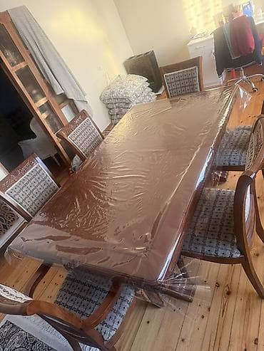 ceyran peci islenmis: Qonaq otağı üçün, Açılmayan, Dördbucaq masa, 6 stul — 2