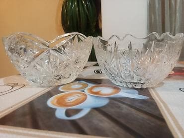 Kətil və süfrələr üçün iki ədəd dekorativ şüşə/kristal meyvə və salat