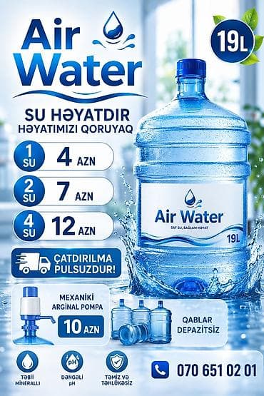su ponpaları: Air Water – 19 litrlik içməli su - Təbii mineral tərkibli, dengəli pH — 1