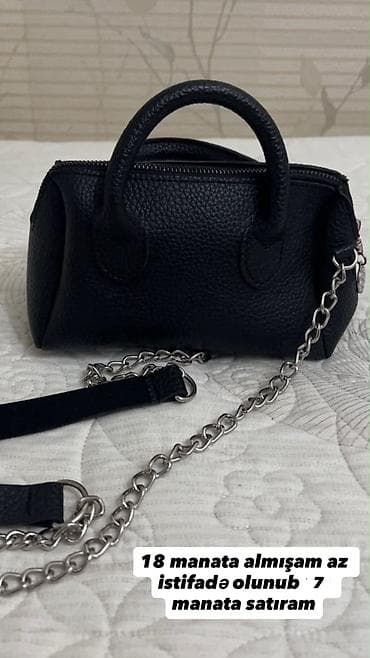 qara çanta: Qara mini çanta - Material: toxumalı eko‑dəri - Rəng: qara - Forma — 1