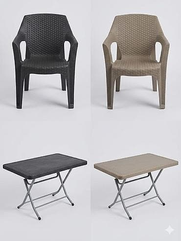 bağ stollari: Прямоугольный стол, 6 стульев, Складной, Со стульями, Плетеный — 3