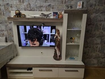 электрический кабель: Прямой ТВ стенд, С полками, Ламинат — 1