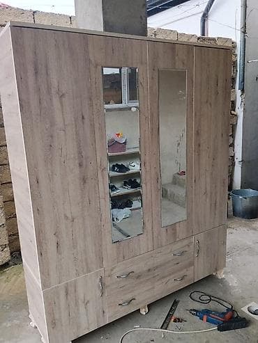 dolab ikinci el: 3 qapılı, Güzgülü, Digər rəng, Taxta, Açılan, Düz dolab — 2