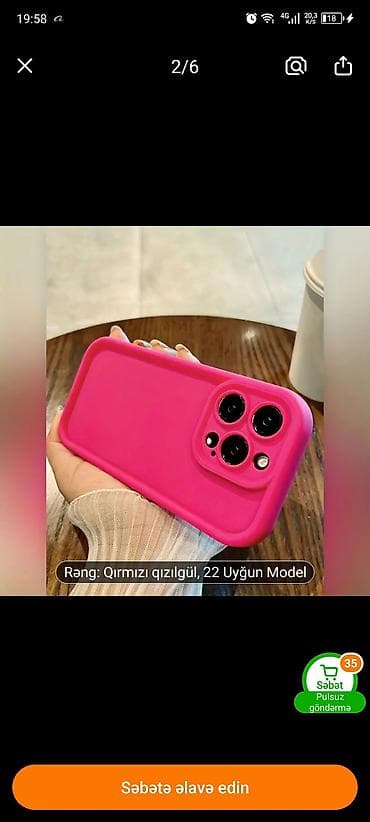 iphone adapter şunuru: Qırmızı qızılgül rəngində, iPhone 14 Pro Max modelinə uyğun telefon — 1