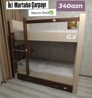 двухъярусные кровати со шкафом: Oğlan və qız üçün, Çarpayı, Matras ilə, Siyirməli — 1