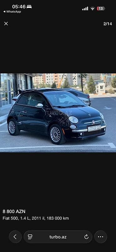 Продажа авто: Fiat 500: 1.4 л | 2011 г. 183000 км Хэтчбэк — 2