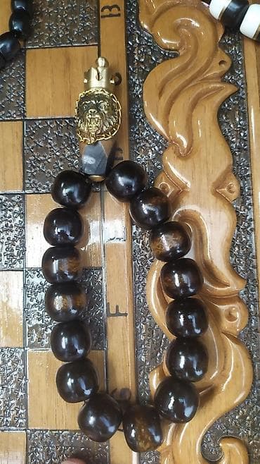 sumkalar kisi ucun: Əl işı təsbeh dəsti - Material: qara-qəhvəyi tonlarda cilalanmış — 2