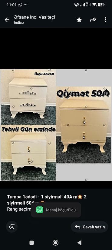 tumbocka: *Tumba 1ədədi - 1 siyirməli 40Azn💥 2 siyirməli 50Azn💥* Rəng seçimi var — 1
