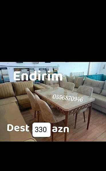 kuru: Mətbəx üçün, Yeni, Açılan, Dördbucaq masa, 4 stul — 4